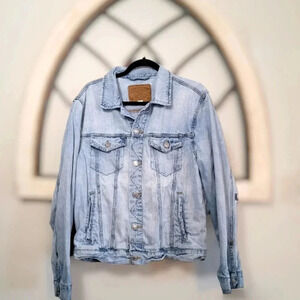 American Eagle Mens Distressed Jean Jacket Vintage Collection Size large